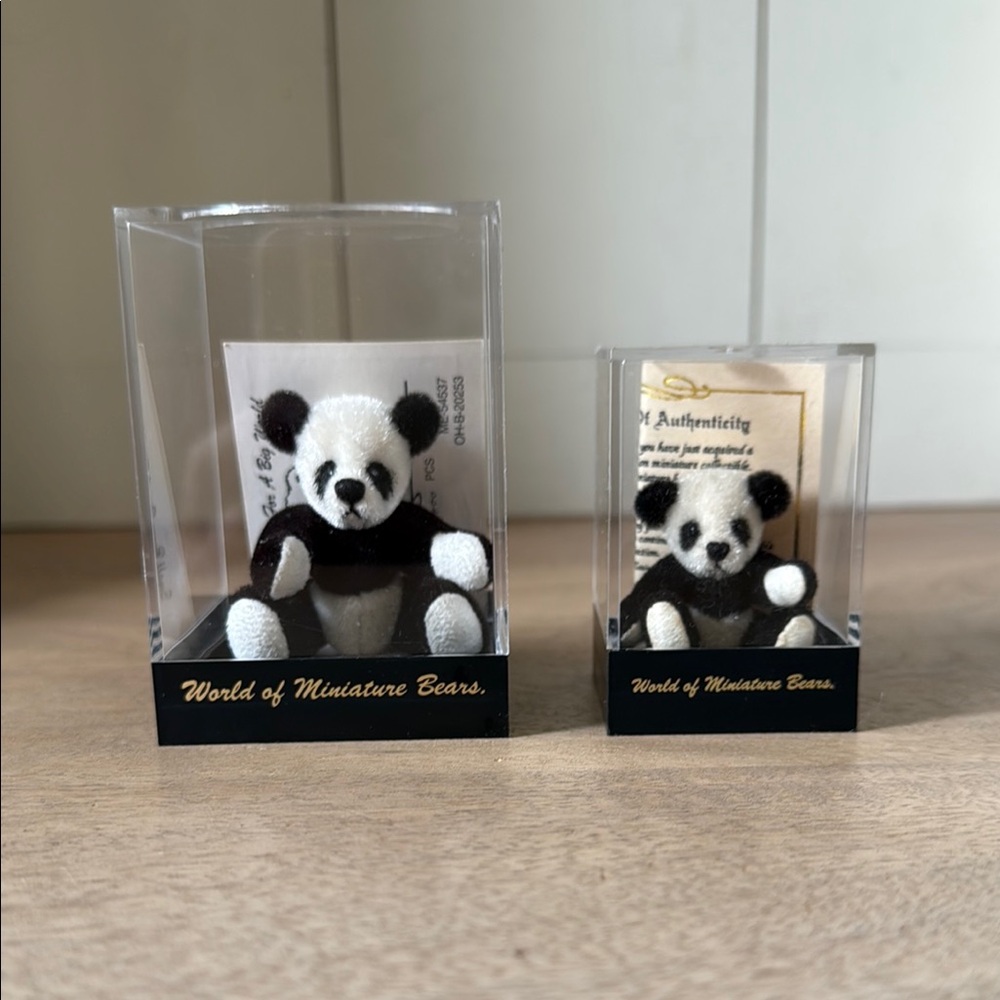 Pair of 2️⃣ Adorable Panda Bears from World of Miniature Bears  (2” & 3”)